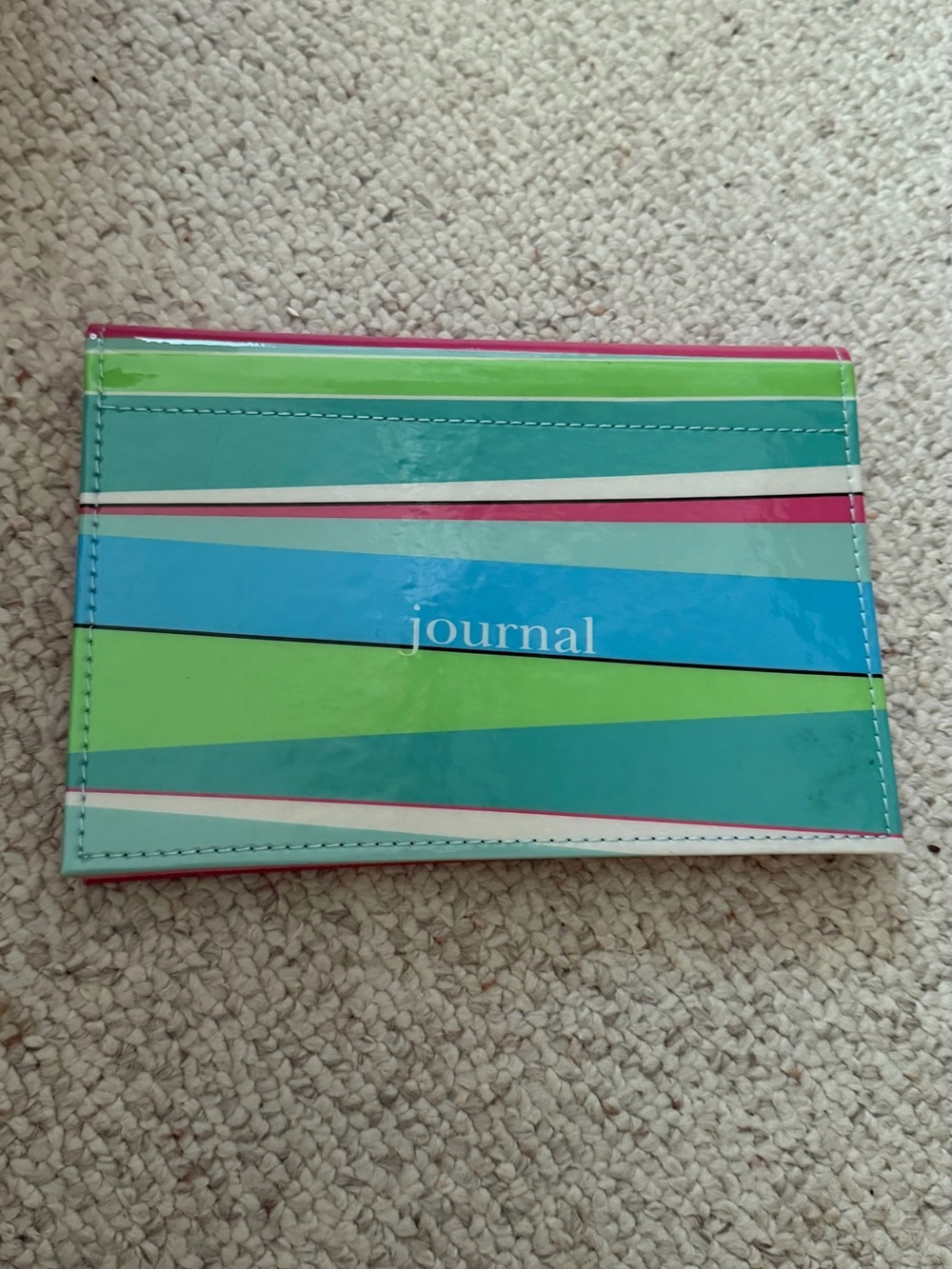 Striped "journal" Hardcover Notebook in Blue,pink & Green